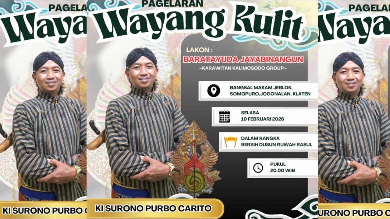 🔴  LIVE/PAGELARAN WAYANG KULIT/ KI. SURONO PURBO CARITO LAKON : BARATAYUDA JAYABINANGUN