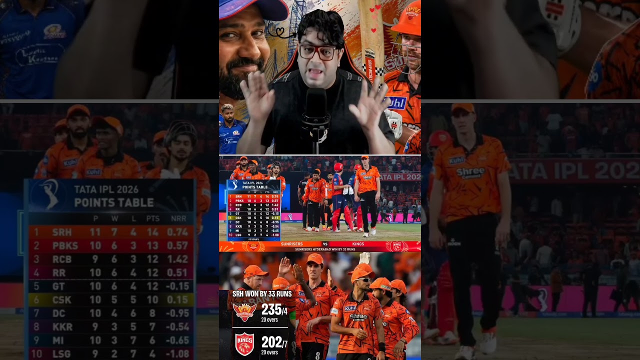 SRH won by 33 run 💥💯#ipl #pointstable #srhvspbks #trending ..