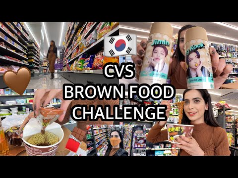 ??CVS BROWN FOOD ONLY CHALLENGE ? । makeup shopping ? + Downtown vlog