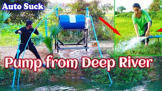 Free Auto Pump Water from Deep River - How to make free energy water drum from Deep Source water