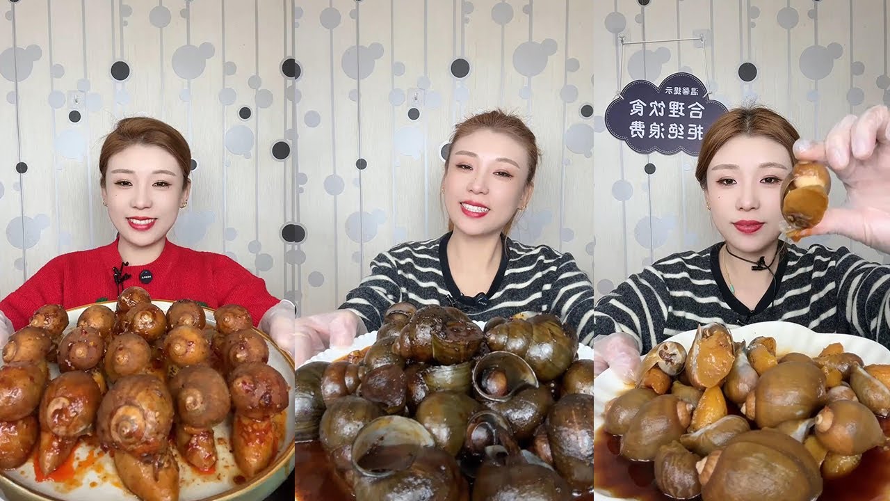 【XueYan Mukbang】Spicy abalone snail+field snail🐚🐚#Seafood#sashimi#gourmet#asmr