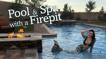 Pool and Spa Design with a firepit from a Mermaid