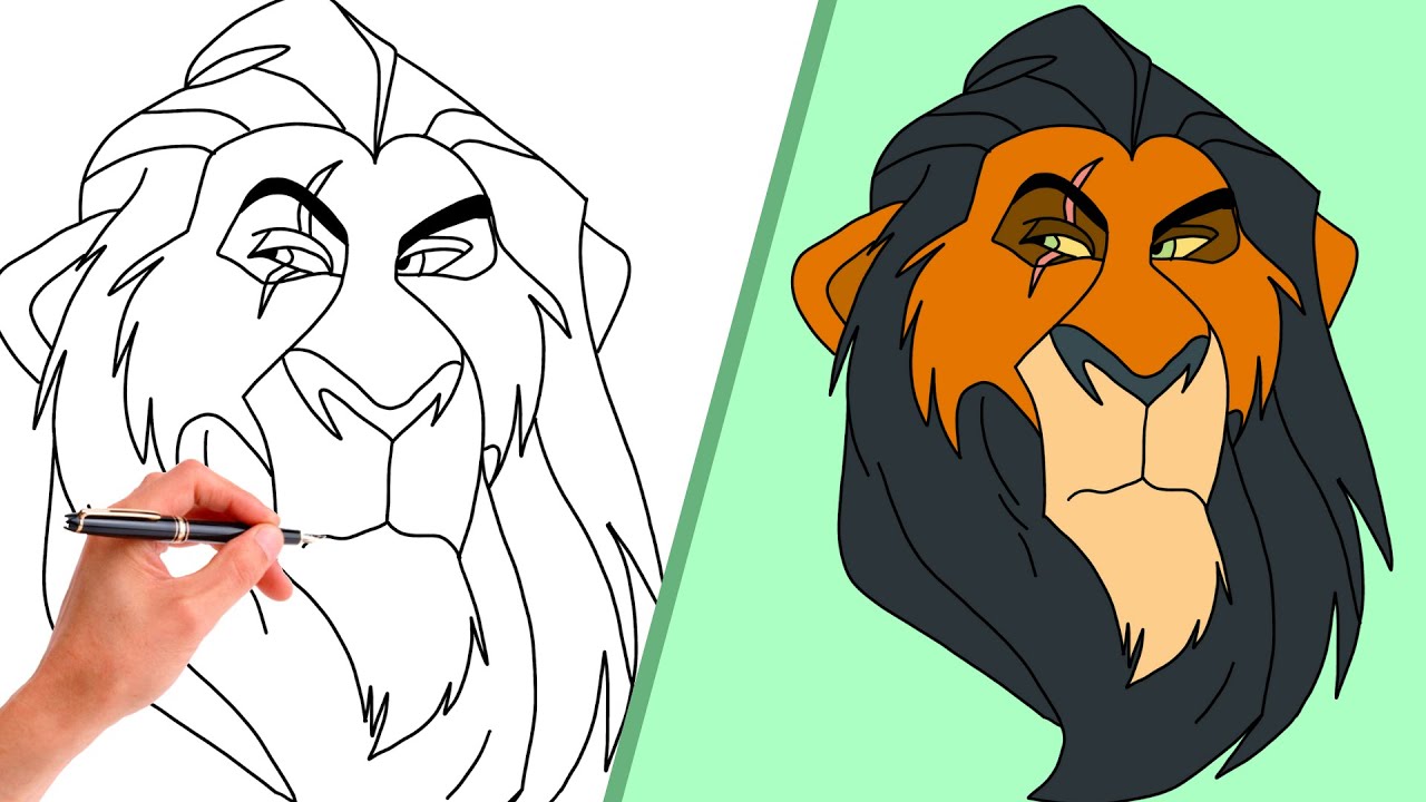 How To Draw SCAR FROM THE LION KING // Step-By-Step - YouTube