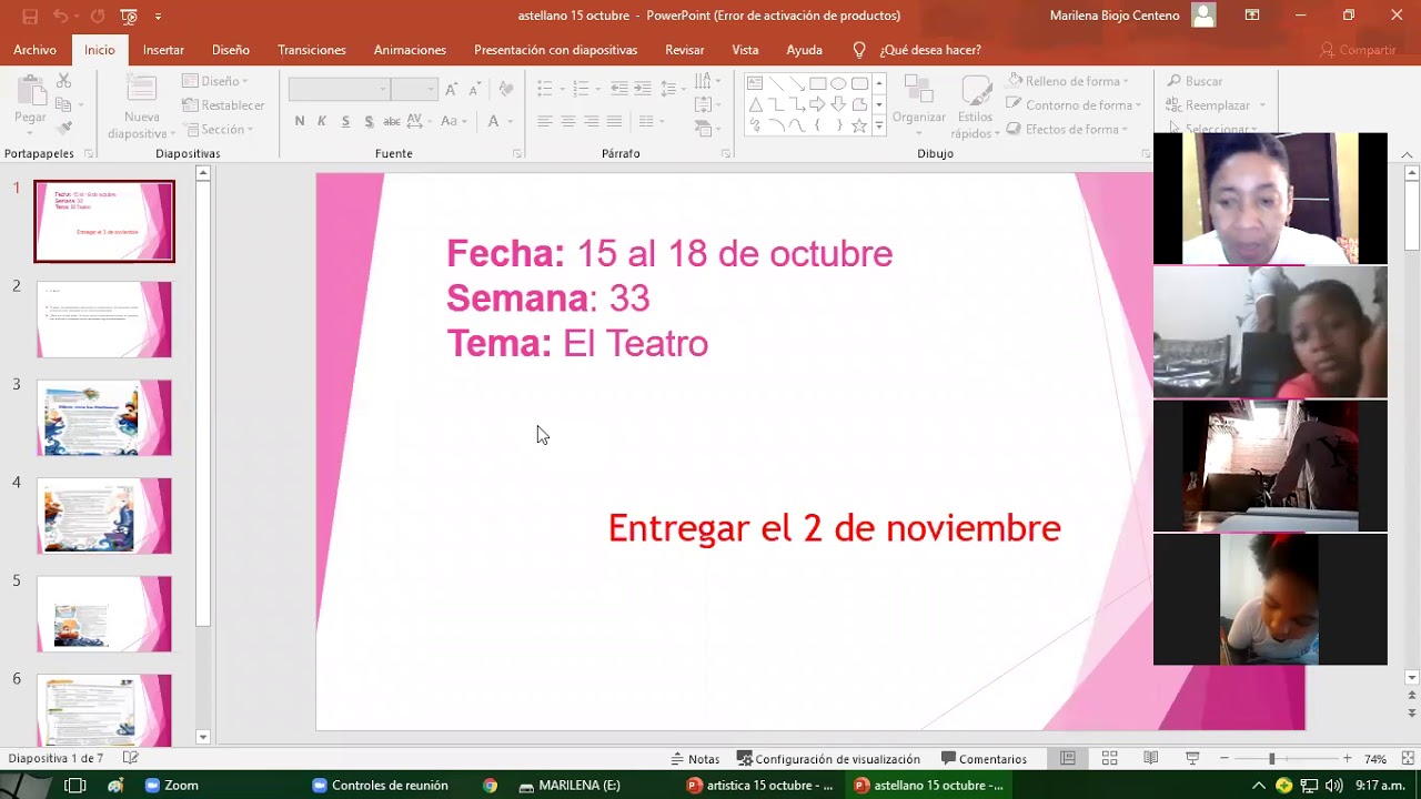 15/10/2020,castellano,tercero,semana 33, retroalimentación el teatro