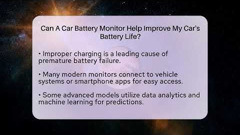 Can A Car Battery Monitor Help Improve My Car