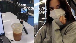 a 5am productive study day ‧｡･ﾟﾟ| pre-med student