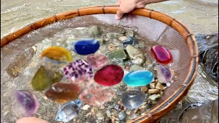 Find natural gemstone in river ,Amethyst crystal quartz part193