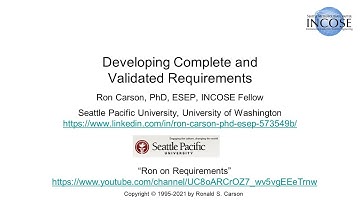 Developing Complete and Validated Requirements
