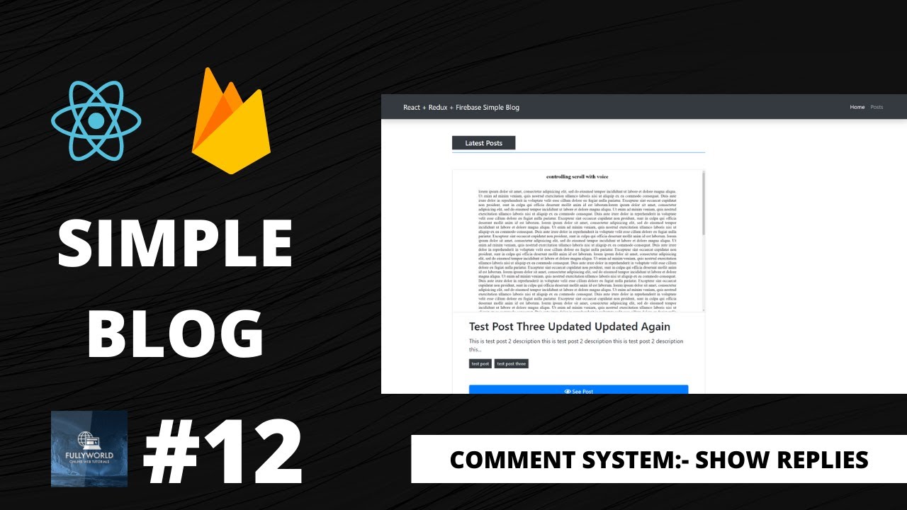 #12 Comments System: Show Replies | React + Redux Firebase Simple Blog