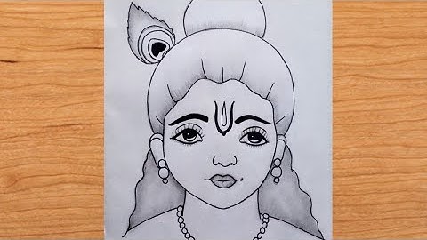 How to draw Shree Krishna Face Easy, Step by step | Krishna Drawing | Janmashtami Drawing | Chitra 