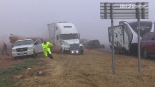 INSANE VIDEO: Semi-truck involved in pileup in foggy Lubbock County Friday