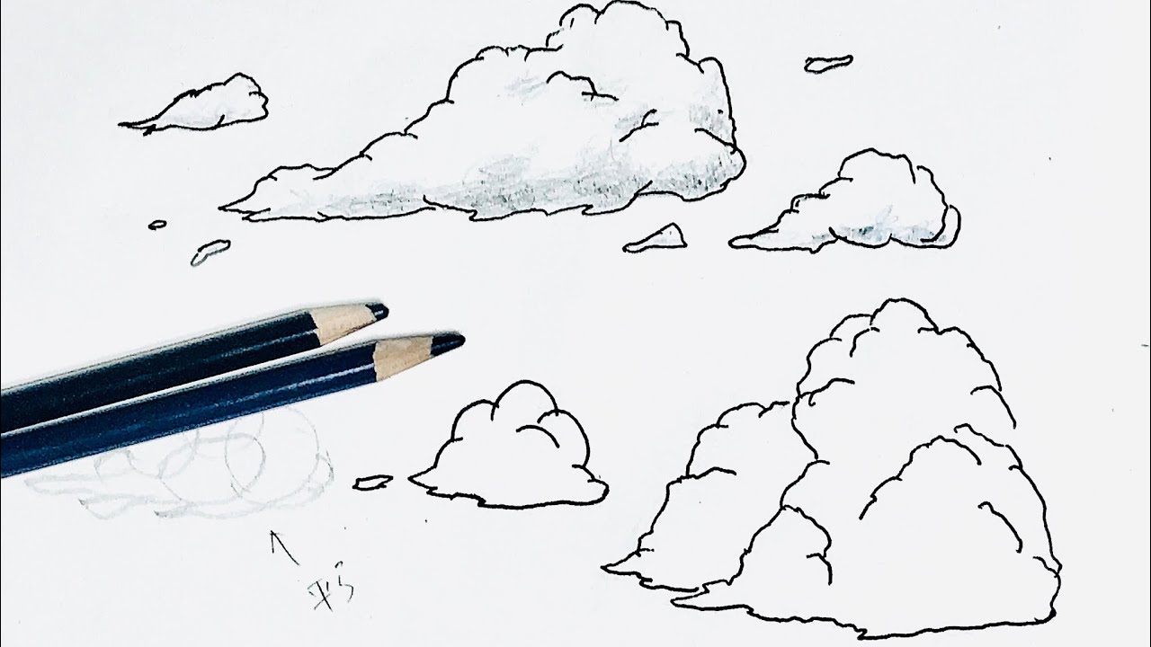 雲 の描き方 色鉛筆とペンのイラスト Cloud Youtube