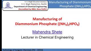 Manufacturing of Ammonium Phosphate (MAP & DAP)