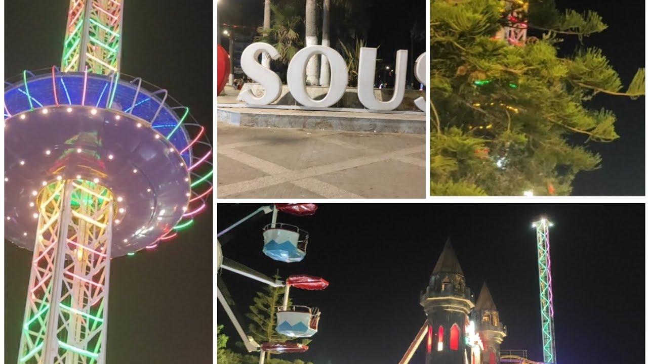 جولة ليلية ولا اروع 🥰،كورنيش بوجعفر سوسة 🇹🇳+ العاب حنبعل سوسة 🎡🎠🎢