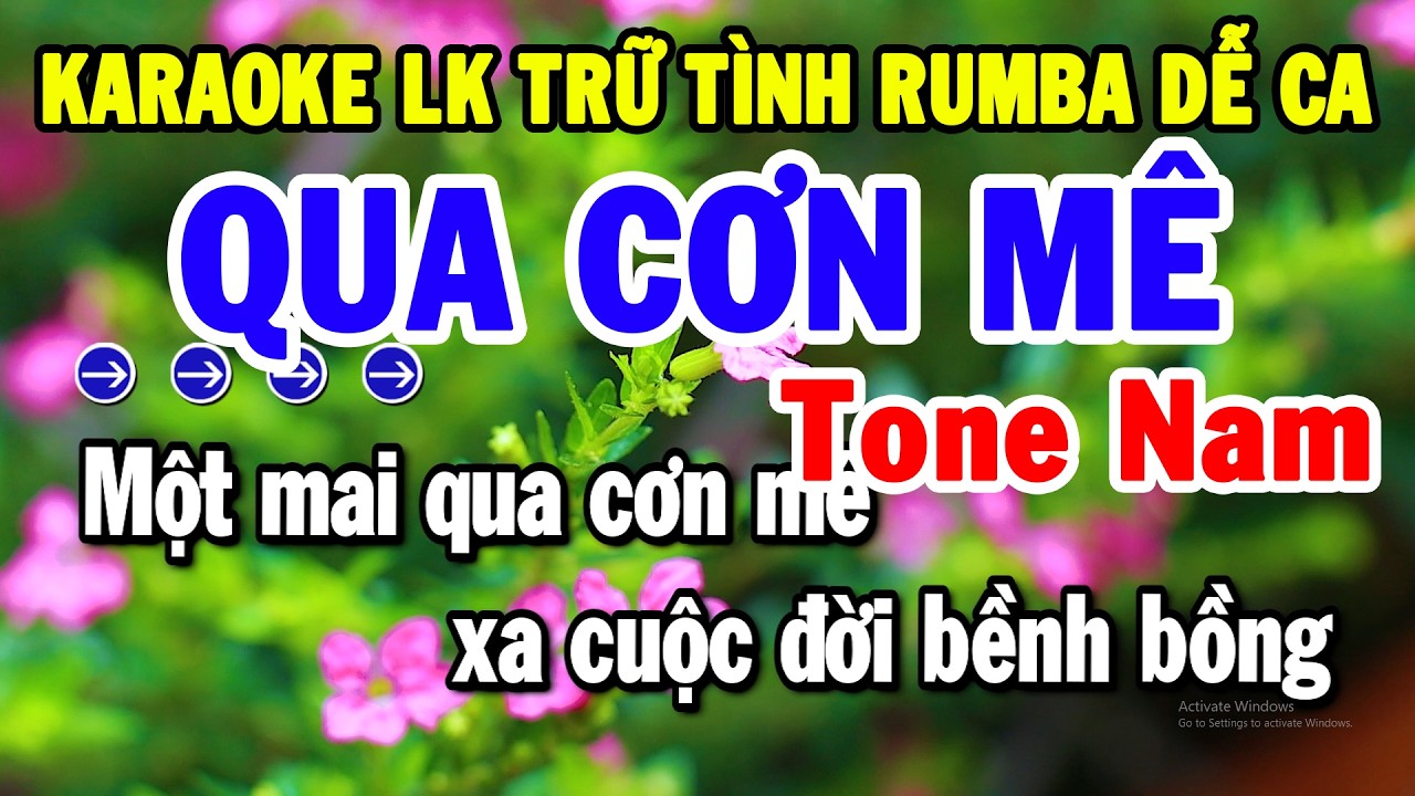 Karaoke Liên Khúc Tone Nam Nhạc Trữ Tình Rumba Dễ Hát | Qua Cơn Mê - Chiều Sân Ga | Tuyển Chọn
