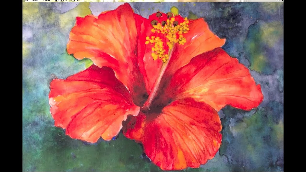 Hibiscus flower watercolor painting tutorial, an easy and fun lesson. #