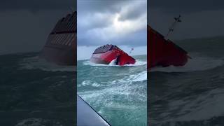 Ocean Rescue! Container Ship Battles Massive Waves 🌊 Ship Tide 🚢 #shiprescue #roughsea #shorts