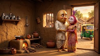 True Love Conquered Poverty |❤️ Emotional 😔 Story of Potato and Onion | Hindi Cartoon Story