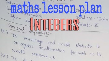 Integer Lesson Plan | Lesson Plan on Integers | maths lesson plan | integers | b.ed