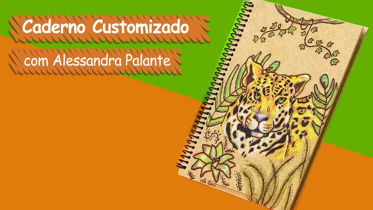Caderno Onça com Pirografia - Alessandra Palante | Vitrine do Artesanato na TV - Gazeta