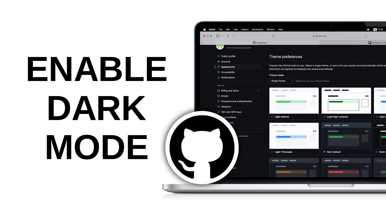 How to Enable Dark Mode in GitHub - YouTube