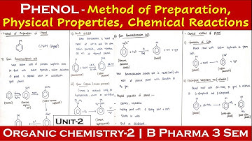 Method of preparation of phenol | Chemical reaction of phenol | Physical properties of phenol |POC-2