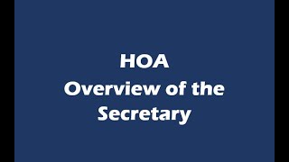 HOA Overview of the Secretary