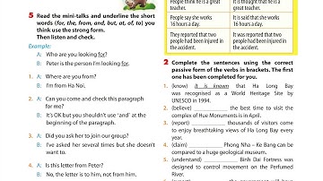 Luyện Nghe TIếng Anh Lớp 9 unit 5,Closer look 1,Pronunciation, 5 Read the mini talks ...