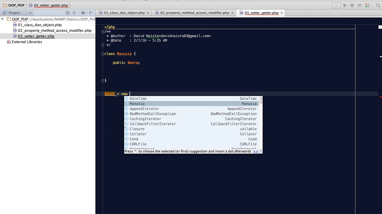 Belajar PHP - 03 Setter Getter - YouTube