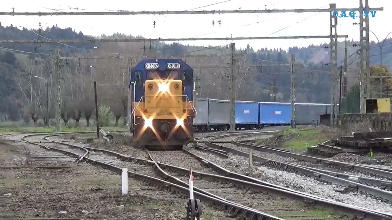 Trenes Pasando por San Rosendo , Centro Neurálgico del Ferrocarril en el Sur.