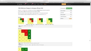Minimum Swaps to Arrange a Binary Grid | Leetcode 1536