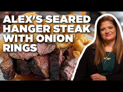 Alex Guarnaschelli's Hanger Steak with Red Onion Rings | Food Network