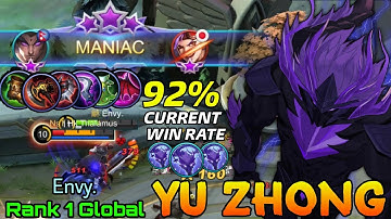92% Current Win Rate Yu Zhong The Black Dragon! - Top 1 Global Yu Zhong by Envy. - MLBB