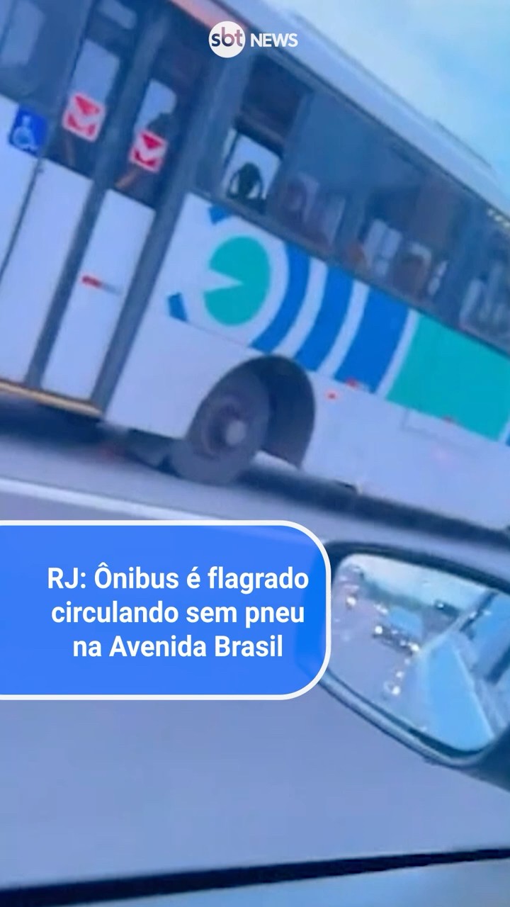 RJ: Ônibus é flagrado circulando sem pneu na Avenida Brasil