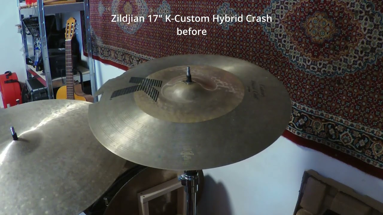 Cymbal Repair: Zildjian 17" K-Custom Hybrid Crash Before/After Sound Demo