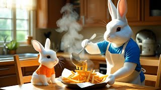 Mama Rabbit and Baby Harvest Potatoes &amp; Make Delicious French Fries! 🍟💖 | Cute Family Story