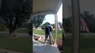 Kentucky Amazon driver untangles American flag, salutes it