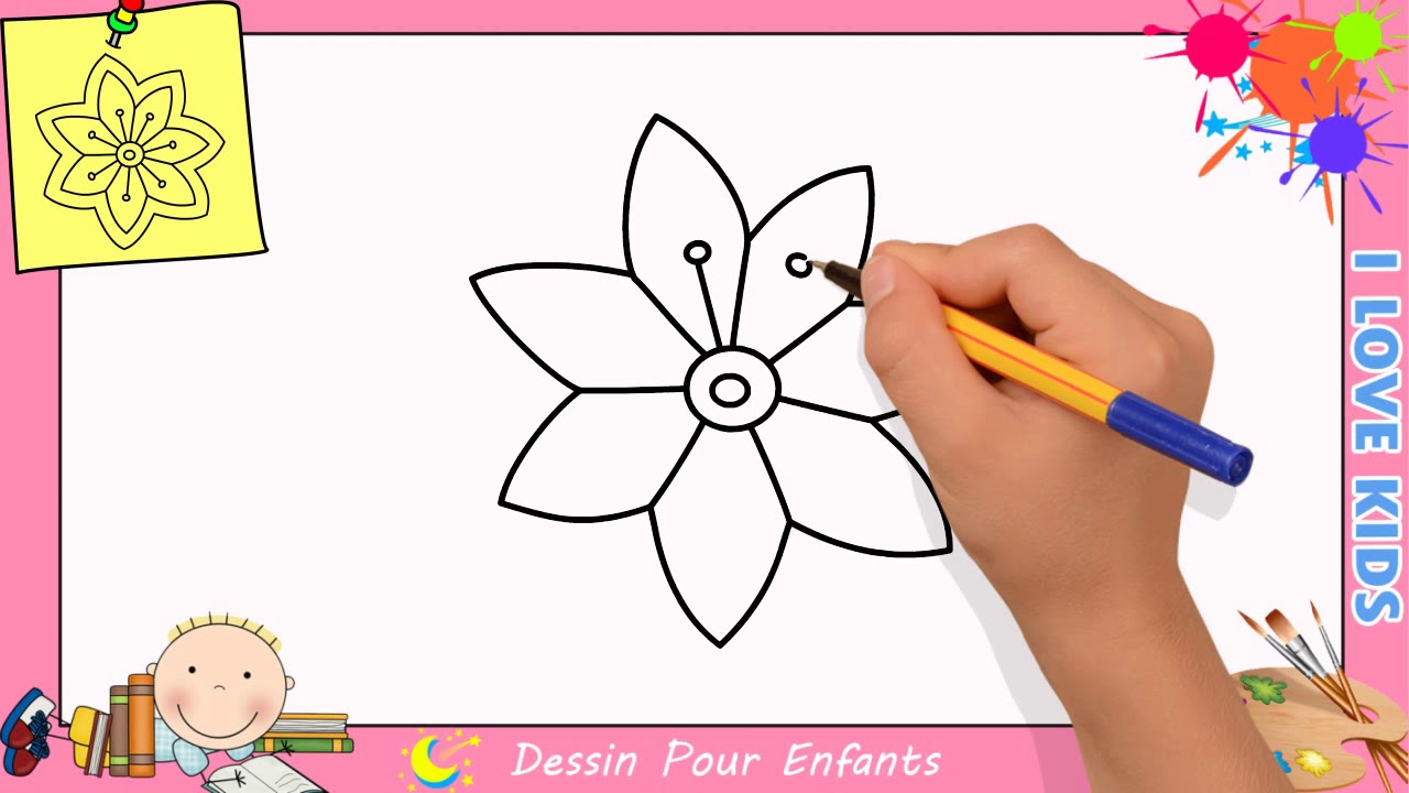 Comment dessiner une fleur FACILEMENT etape par etape pour ENFANTS 15 