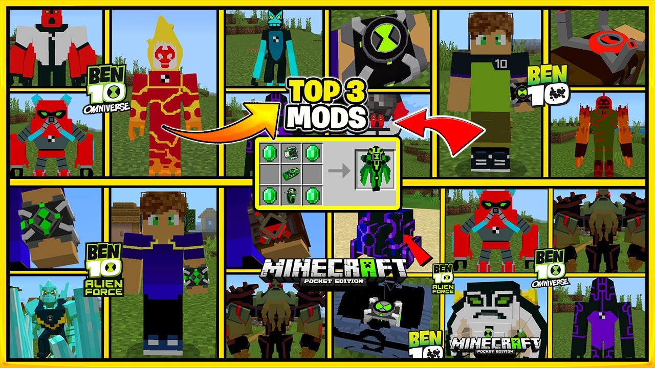 TOP 3 BEN 10 OMNIVERSE MOD FOR MINECRAFT PE😍 MCPE 1.19 ACE YouTube