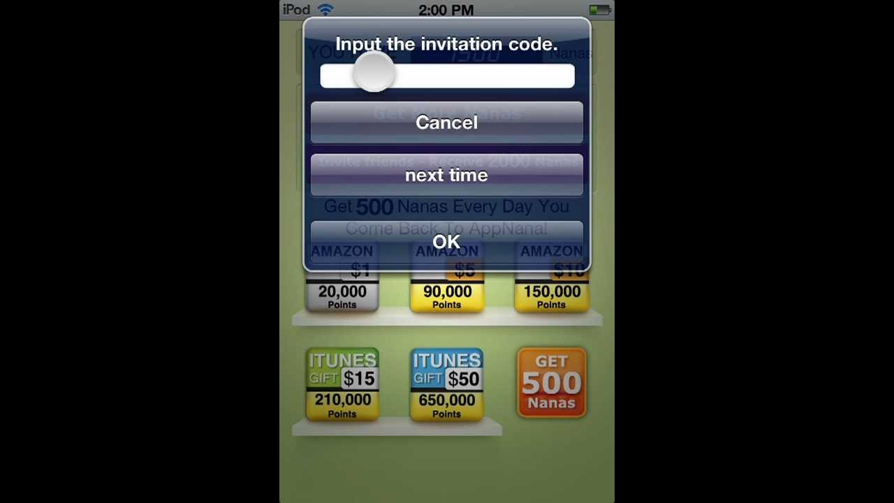 app nana how to enter invite code YouTube