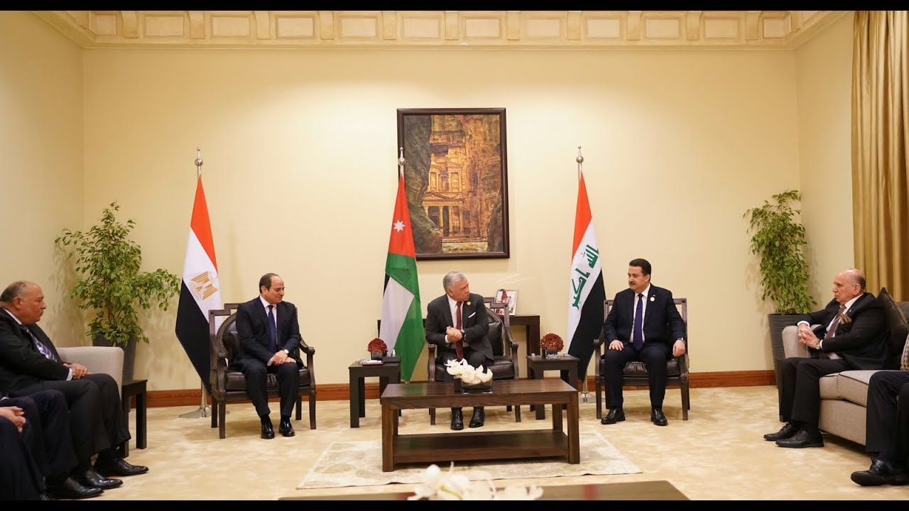  لقاء قمة ثلاثي يجمع رئيس مجلس الوزراء السيد محمد شياع السوداني مع العاهل الأردني والرئيس المصري 
