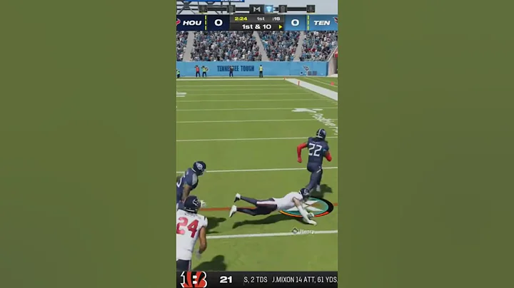 DERRICK HENRY STIFF ARMS 2 TEXANS ON LONG RUN 🏈 #dreddeus #madden24 #tennesseetitans #shorts