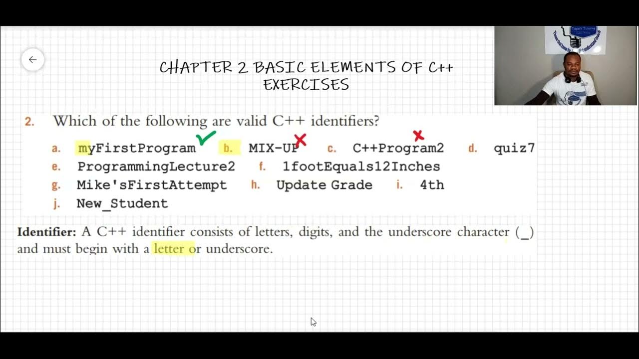 BASIC ELEMENTS OF C++ Exercises 2 Question 2) D S Malik C++ Programming ...