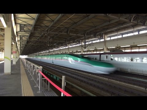JR東日本 一ノ関駅 東北新幹線 はやぶさ E6+E5 入線 発車 & 高速通過 3本 2015 .3