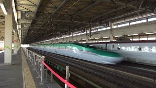JR東日本 一ノ関駅 東北新幹線 はやぶさ E6+E5 入線 発車 & 高速通過 3本 2015 .3