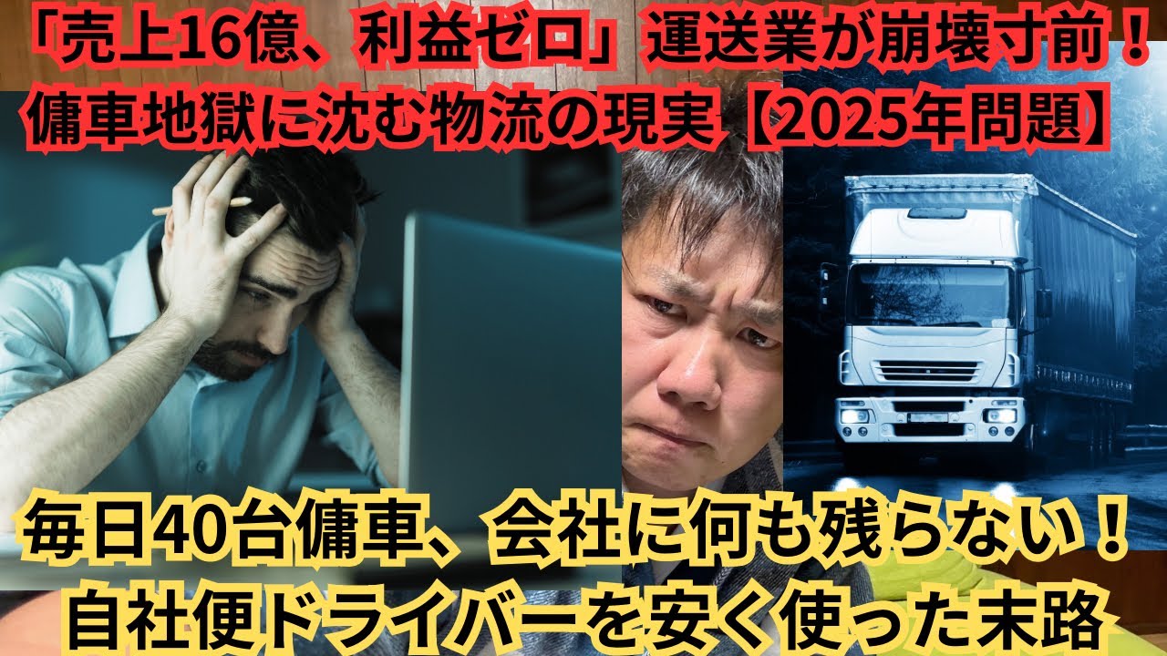 「売上16億、利益ゼロ」運送業が崩壊寸前！傭車地獄に沈む物流の現実【2025年問題】