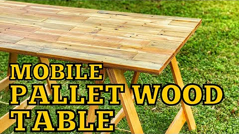 DIY Mobile Pallet Wood Farmhouse Table | How to Woodworking | Sawhorse Table
