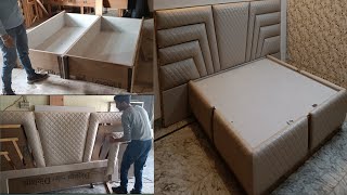 Full coverd bed|कुशन का बेड किस प्रकार बनाएं|full cushion bed # sofa king #sofa #bed #furniture screenshot 2