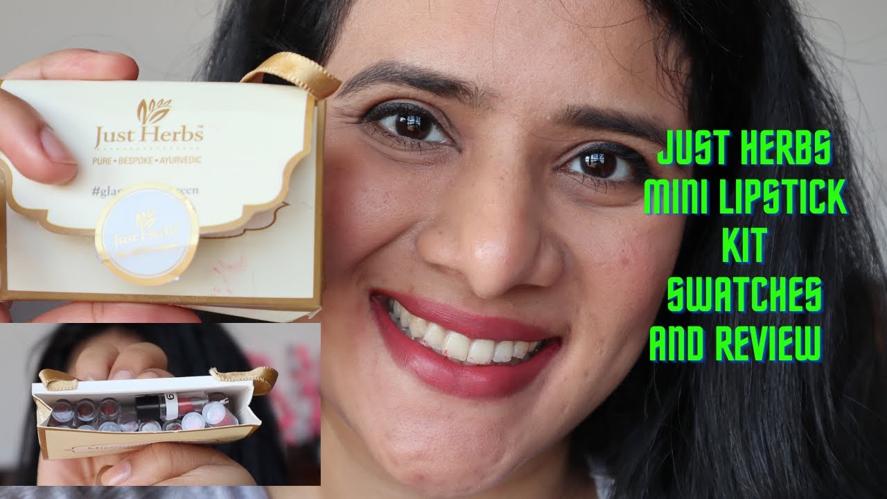 Just Herbs mini lipstick Kit swatches 16 miniature lipsticks
