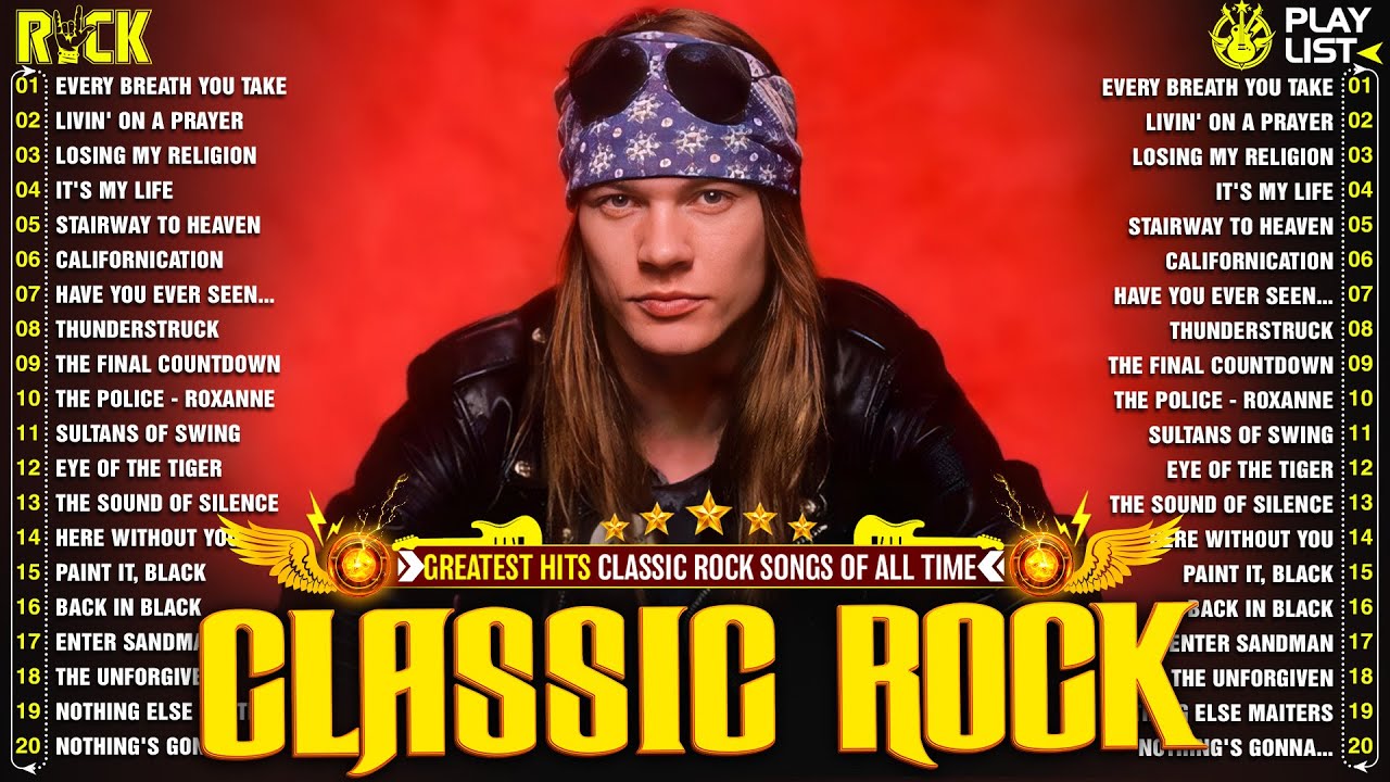 Top 500 Classic Rock Songs 70s 80s 90s ⚡ Queen, Guns N' Roses, Metallica, AC/DC, Aerosmith, Bon Jovi